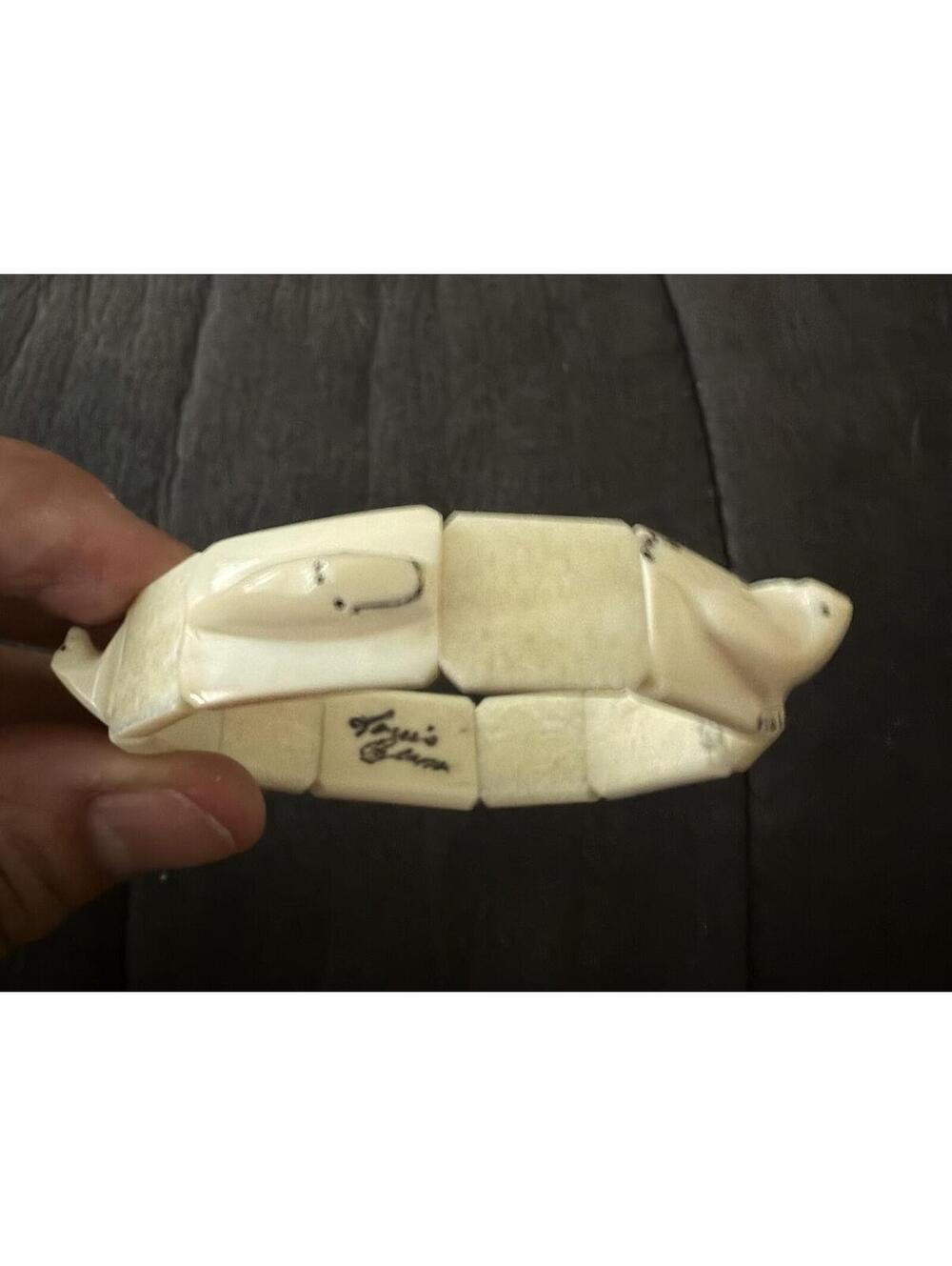 EUC Vintage Inuit Walrus Ivory Story Bracelet with Carved Arctic Animals - Picture 2 of 9
